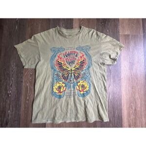Call Your Mother Graphic Tee Mens L Green Butterfly Ignite The Flame Rock Soul